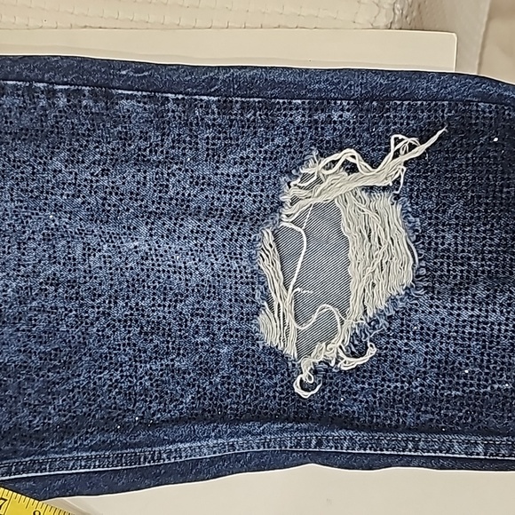 Zara Jeans blue rhinestones distressed 5 pockets, Size 36 button fly Chic - Picture 9 of 11